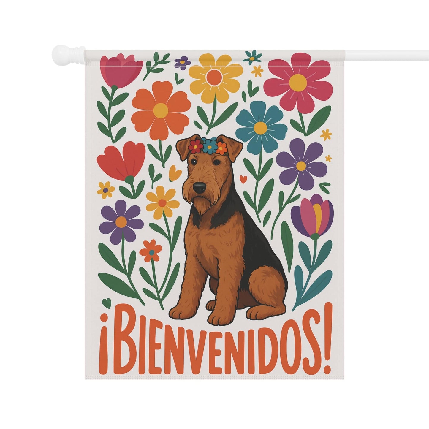 Printify Home Decor Airedale Dog Garden Flag, Spanish Front Yard Decor, Outdoor Spring Decoration, Housewarming Welcome, New Home