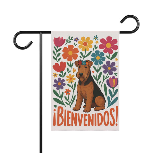 Printify Home Decor 12'' × 18'' Airedale Dog Garden Flag, Spanish Front Yard Decor, Outdoor Spring Decoration, Housewarming Welcome, New Home