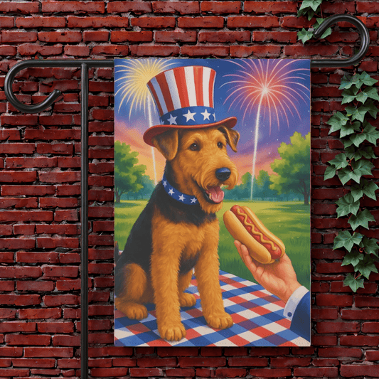 Printify Garden Flag 12'' × 18'' Airedale Terrier 4th of July Garden Flag