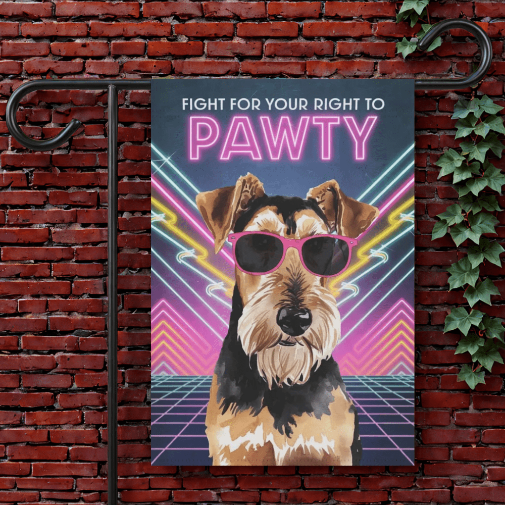 Printify Garden Flag 12'' × 18'' Airedale Terrier 80s Retro Garden Flag