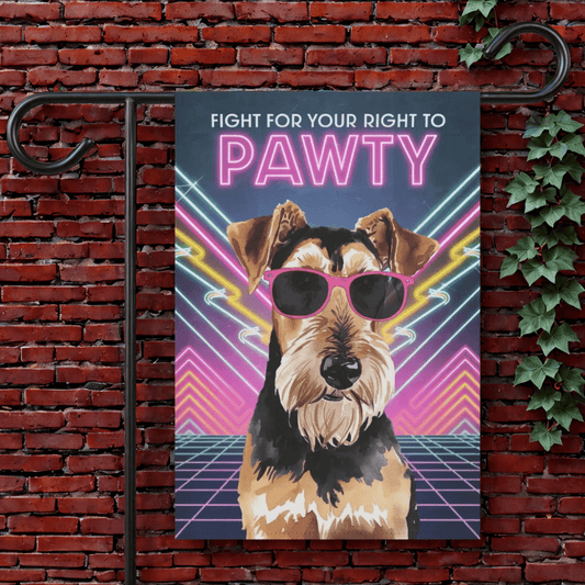 Printify Garden Flag 12'' × 18'' Airedale Terrier 80s Retro Garden Flag