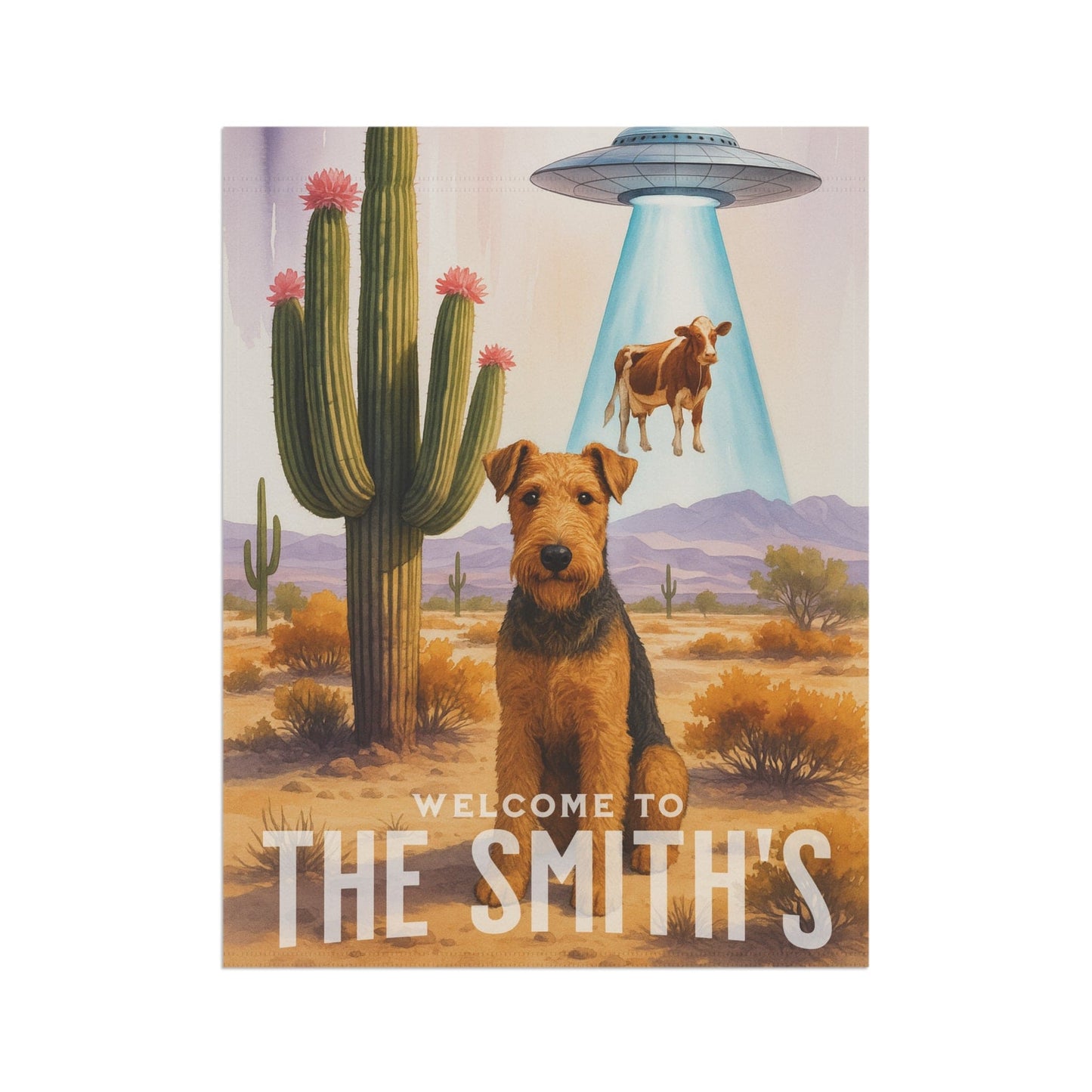 Printify Garden Flag Airedale Terrier Aliens Garden Flag