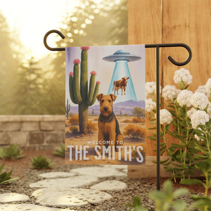 Printify Garden Flag Airedale Terrier Aliens Garden Flag