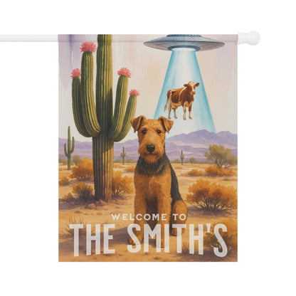 Printify Garden Flag Airedale Terrier Aliens Garden Flag