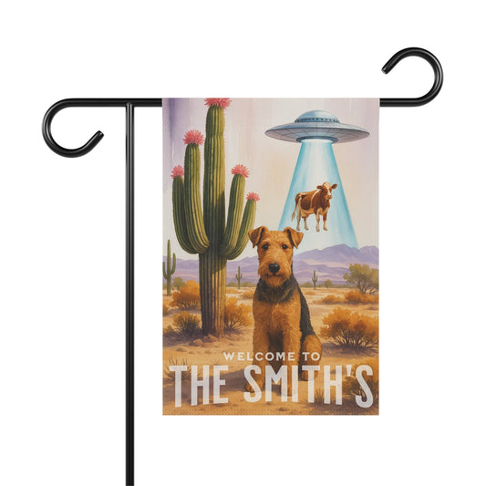 Printify Garden Flag Airedale Terrier Aliens Garden Flag