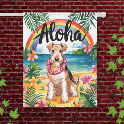 Printify Garden Flag 24.5'' × 32'' / Airedale Terrier Airedale Terrier Aloha Hawaii Garden Flag
