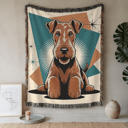 Printify Blanket 52'' × 37'' Airedale Terrier Atomic Mid Century Modern Throw Blanket