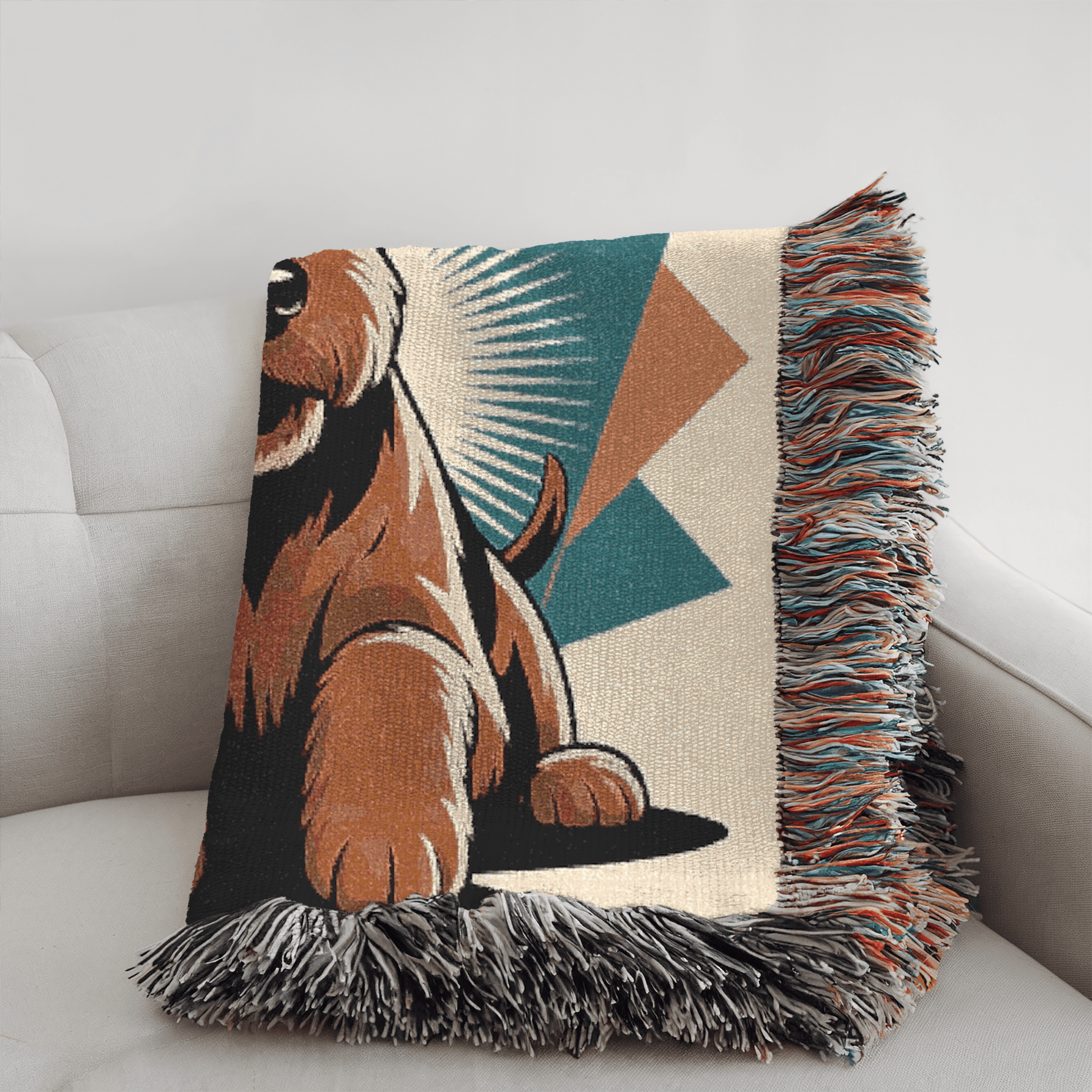 Printify Blanket Airedale Terrier Atomic Mid Century Modern Throw Blanket