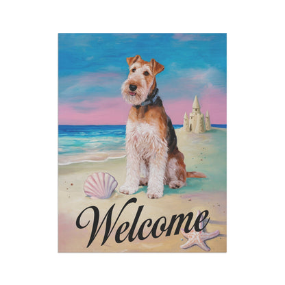 Printify Home Decor Airedale Terrier Beach Yard Decor, Nautical Dog Gift, Housewarming Banner, Dog Mom Dad, Pile of Leaves, Garden Decoration, New Home Gift