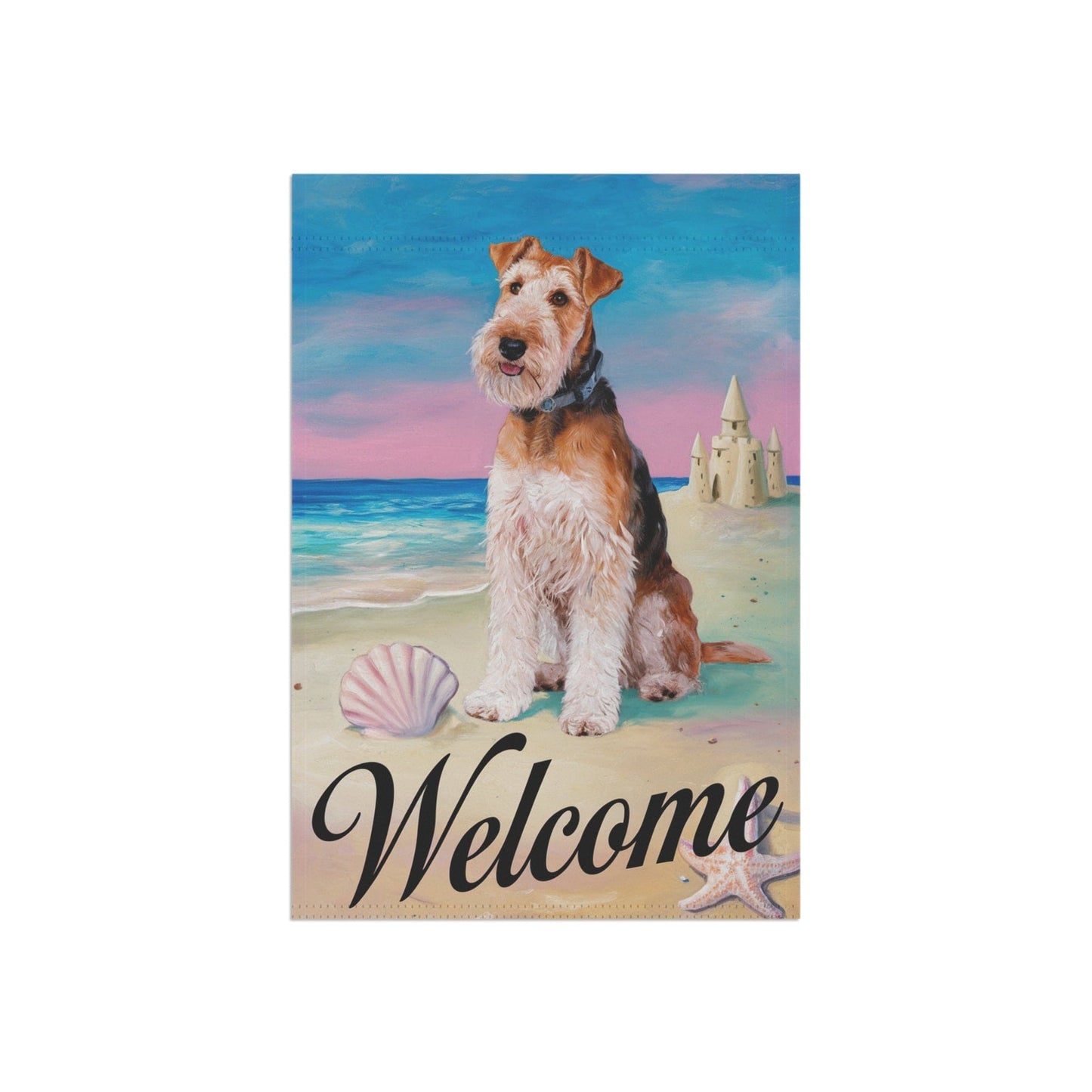 Printify Home Decor Airedale Terrier Beach Yard Decor, Nautical Dog Gift, Housewarming Banner, Dog Mom Dad, Pile of Leaves, Garden Decoration, New Home Gift