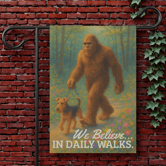 Printify Garden Flag 12'' × 18'' Airedale Terrier Bigfoot Garden Flag