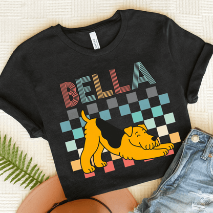 Airedale Terrier Checkered TShirt Black Heather