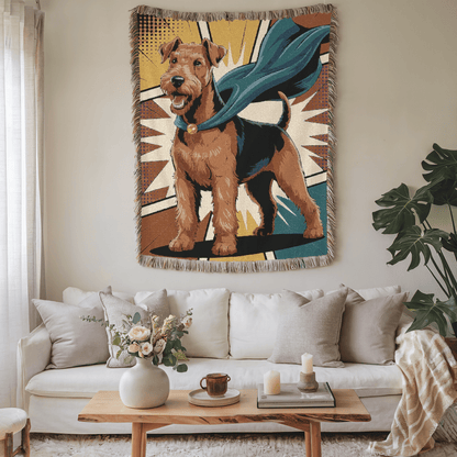 Printify Blanket Airedale Terrier Comic Book Throw Blanket