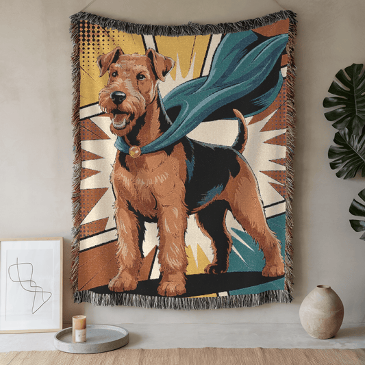 Printify Blanket 52'' × 37'' Airedale Terrier Comic Book Throw Blanket