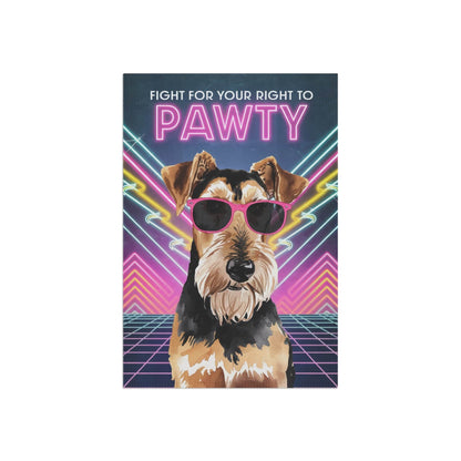 Printify Home Decor Airedale Terrier Dog, 80s Party Retro-Futuristic Garden Flag, Front Yard Spring Decor