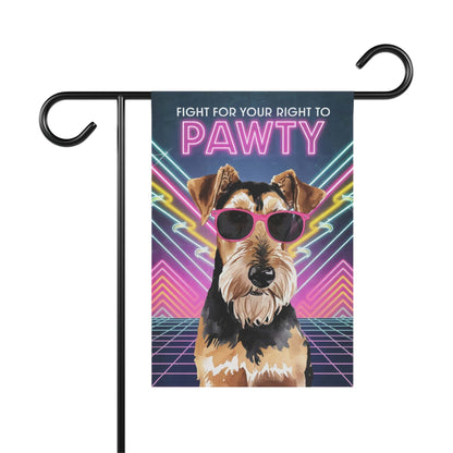 Printify Home Decor 12'' × 18'' Airedale Terrier Dog, 80s Party Retro-Futuristic Garden Flag, Front Yard Spring Decor