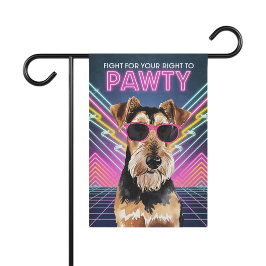 Printify Home Decor 12'' × 18'' Airedale Terrier Dog, 80s Party Retro-Futuristic Garden Flag, Front Yard Spring Decor