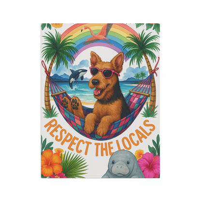 Printify Home Decor Airedale Terrier Dog Garden Flag, Respect the Locals, Tropical Rainbow Decor, House Banner, Hawaii Island Florida, Housewarming New Home