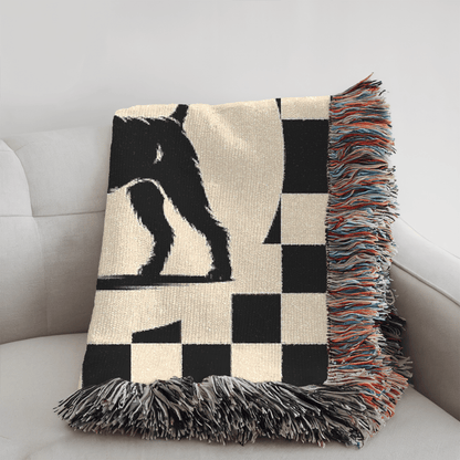Printify Home Decor Airedale Terrier Dog Throw Blanket Housewarming, Black and Whaite Checkered Home