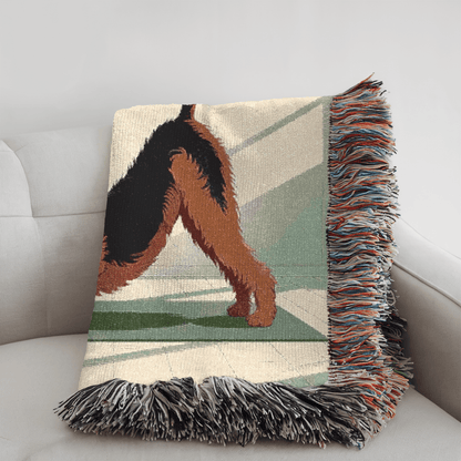 Printify Blanket Airedale Terrier Downward Dog Yoga Throw Blanket