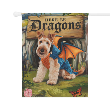 Printify Home Decor Airedale Terrier Dragon Dog Costume Garden Flag, Medieval Landscape, Front Yard Spring Decor, Housewarming Gardener Gift, Dog Mom Dad