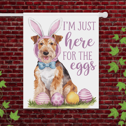 Printify Garden Flag 24.5'' × 32'' Airedale Terrier Easter Bunny Garden Flag