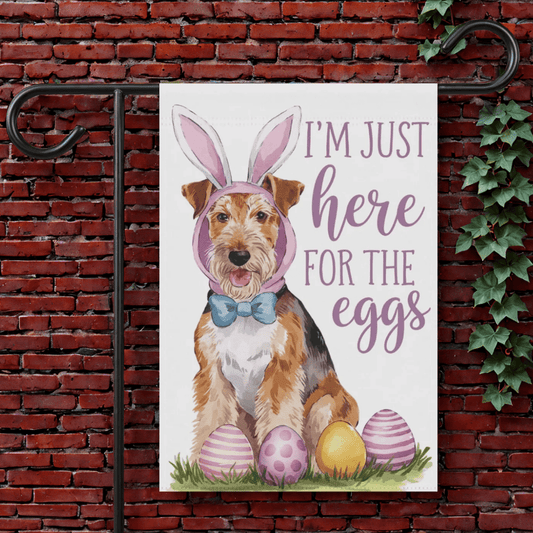 Printify Garden Flag 12'' × 18'' Airedale Terrier Easter Bunny Garden Flag