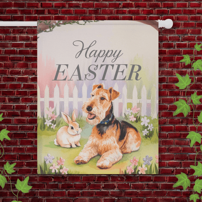 Printify Garden Flag 24.5'' × 32'' Airedale Terrier Elegant Easter Garden Flag