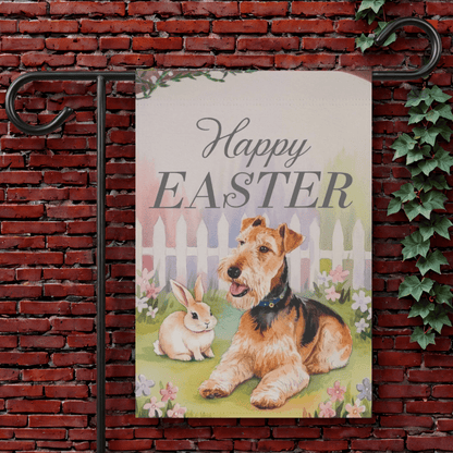 Printify Garden Flag 12'' × 18'' Airedale Terrier Elegant Easter Garden Flag