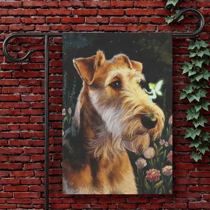 Printify Garden Flag 12'' × 18'' Airedale Terrier Fairy Garden Flag