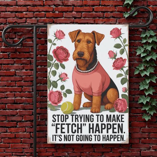 Printify Garden Flag 12'' × 18'' Airedale Terrier Fetch Garden Flag
