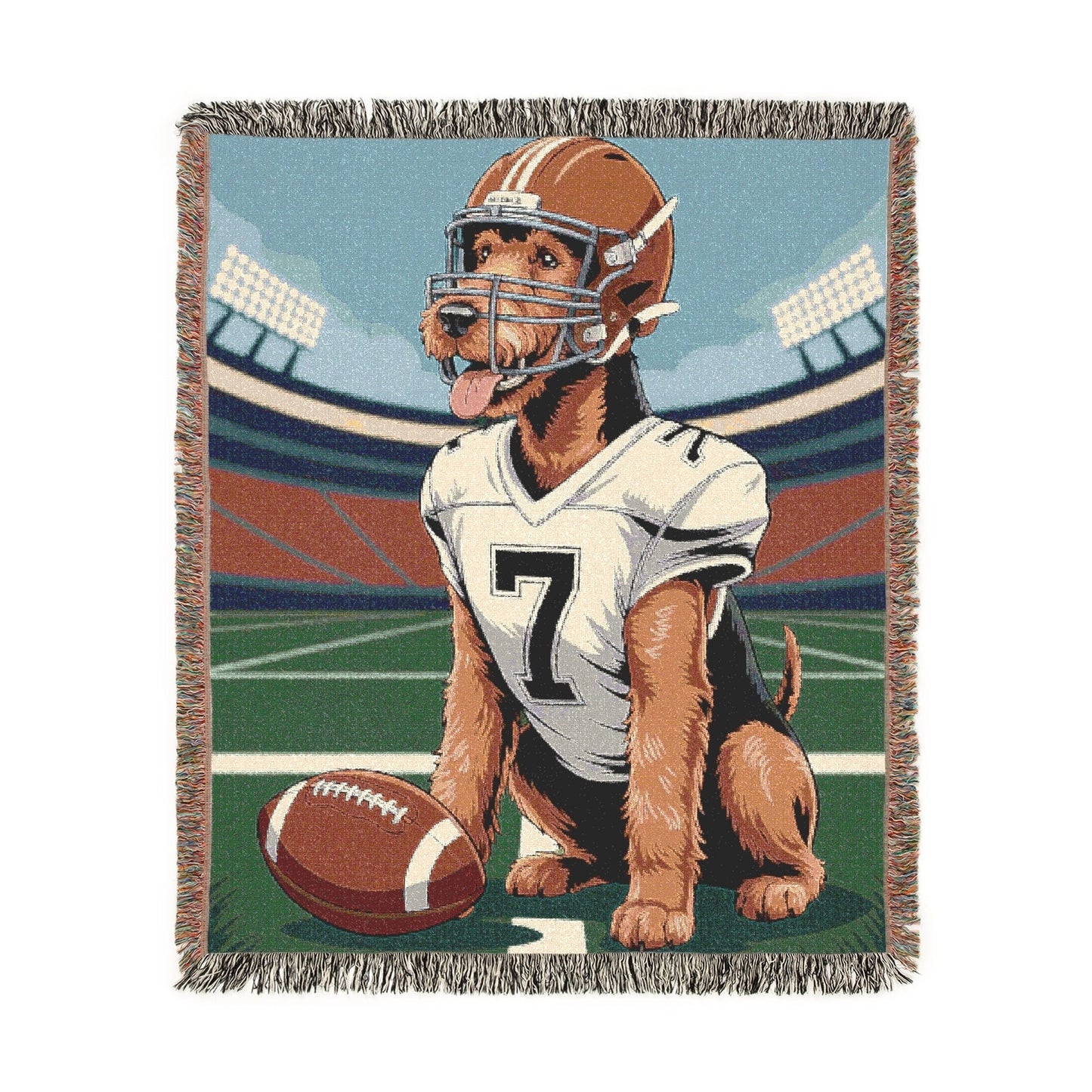 Printify Blanket Airedale Terrier Football Season Throw Blanket