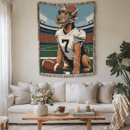 Printify Blanket Airedale Terrier Football Season Throw Blanket
