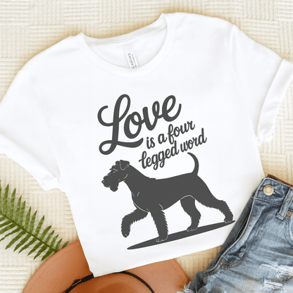 Airedale Terrier Four Legged Word TShirt White