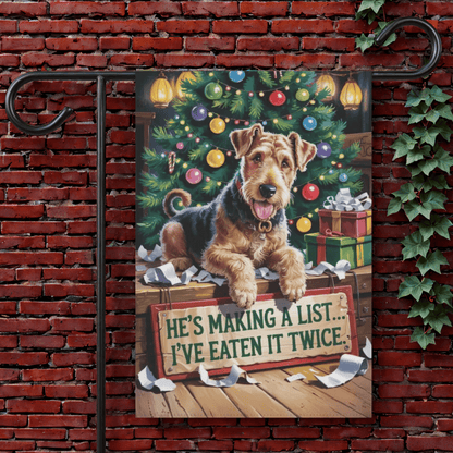 Printify Garden Flag 12'' × 18'' Airedale Terrier Funny Christmas Garden Flag