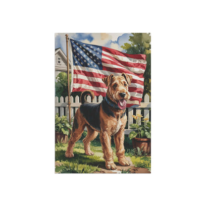 Printify Home Decor Airedale Terrier Garden Flag, 4th of July, US Flag Yard Outside Decor, Patriotic Housewarming, Gardener Dog Mom Dad, Summer Lawn Art