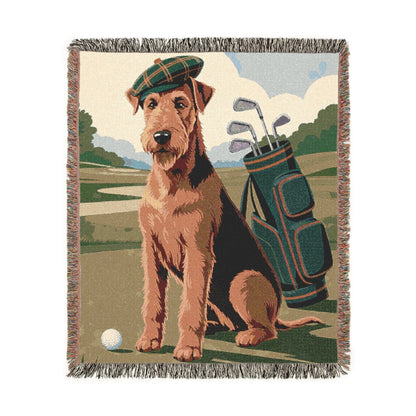 Printify Blanket Airedale Terrier Golfing Woven Blanket