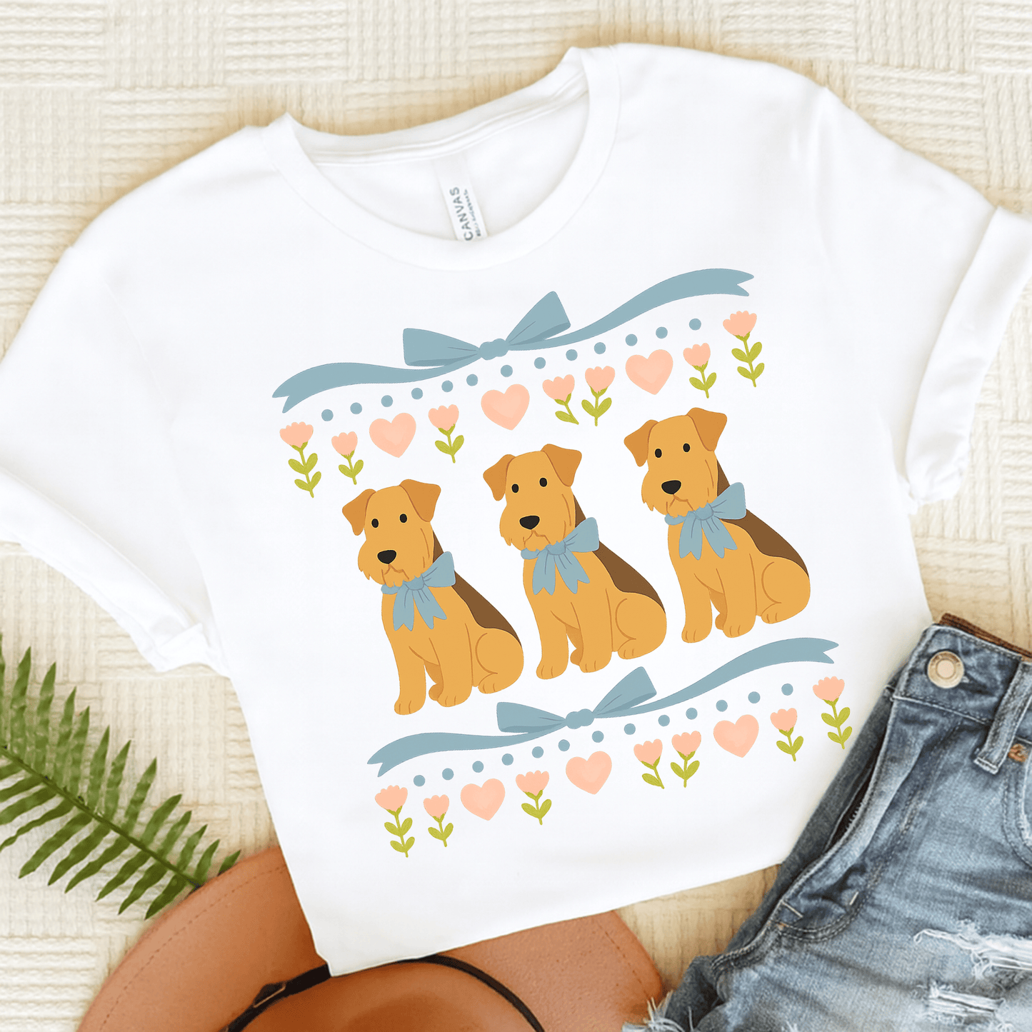 Airedale Terrier Grandma TShirt White