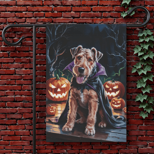 Printify Garden Flag 12'' × 18'' Airedale Terrier Halloween Garden Flag