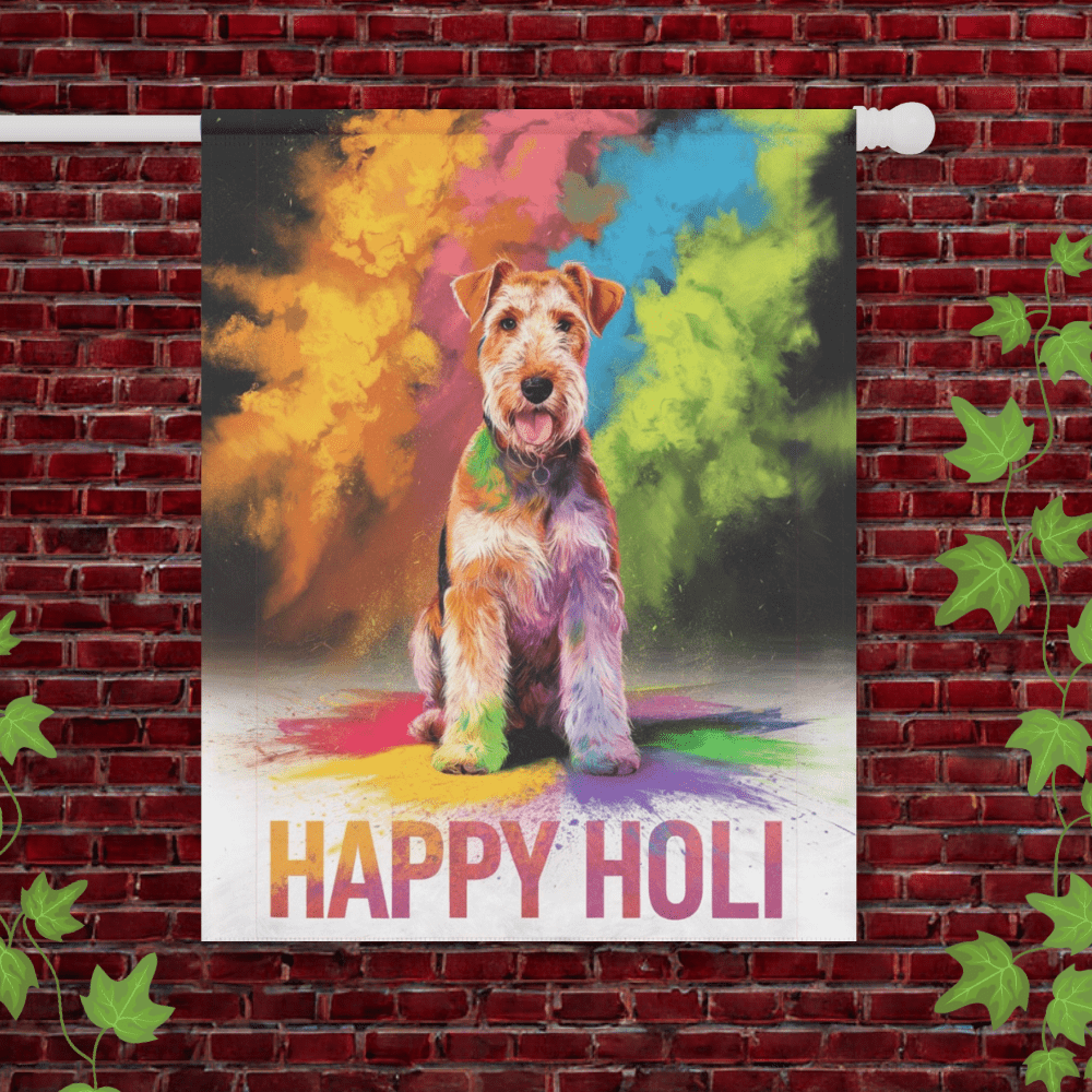Printify Garden Flag 24.5'' × 32'' Airedale Terrier Holi Festival Garden Flag