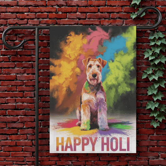 Printify Garden Flag 12'' × 18'' Airedale Terrier Holi Festival Garden Flag