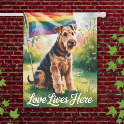 Printify Garden Flag 24.5'' × 32'' Airedale Terrier LGBTQ+ Pride Garden Flag