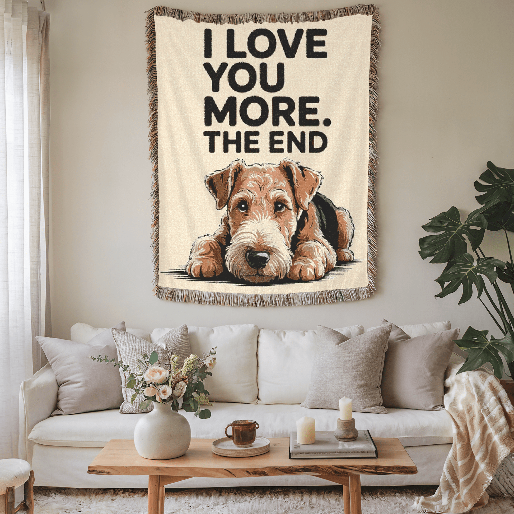 Printify Blanket Airedale Terrier Love You More Throw Blanket