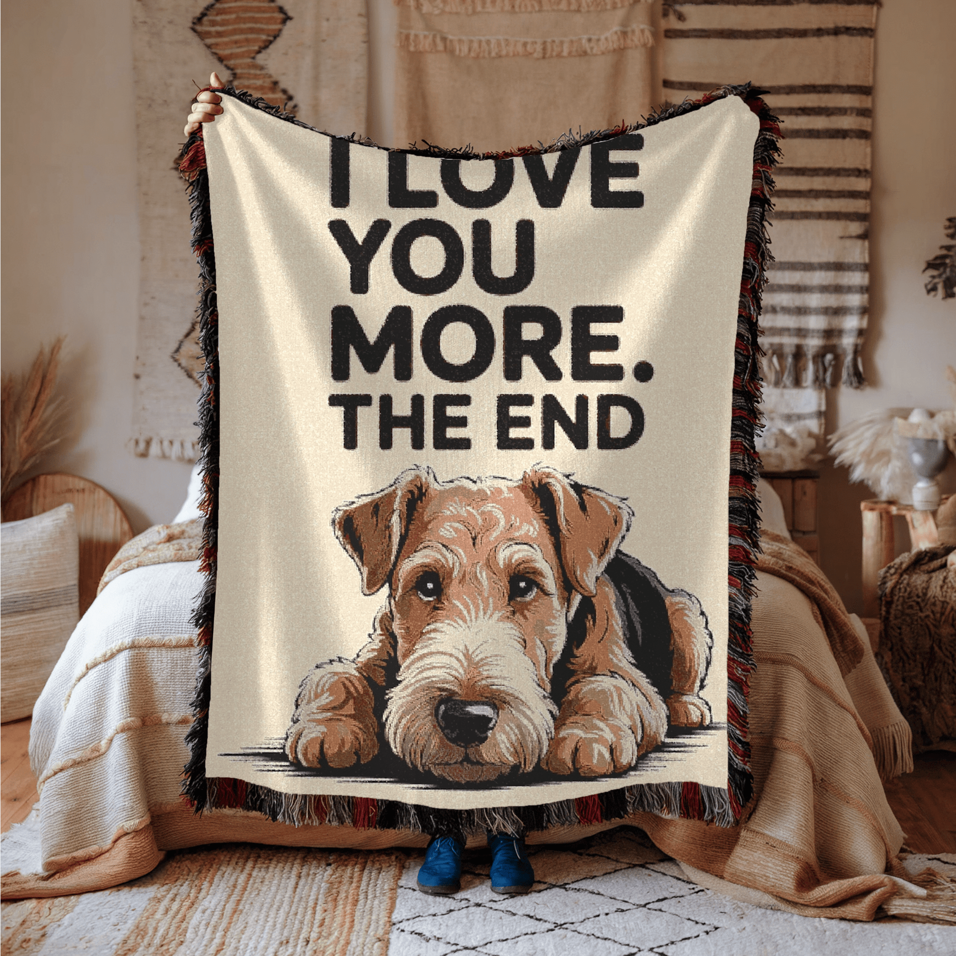 Printify Blanket Airedale Terrier Love You More Throw Blanket