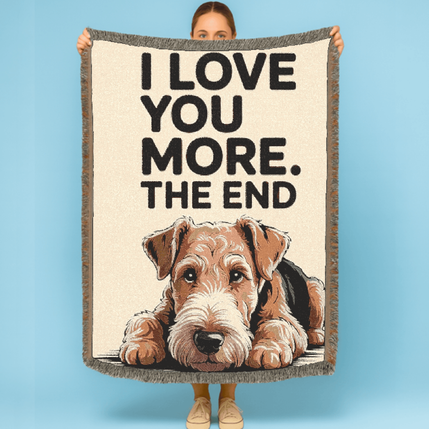 Printify Blanket Airedale Terrier Love You More Throw Blanket