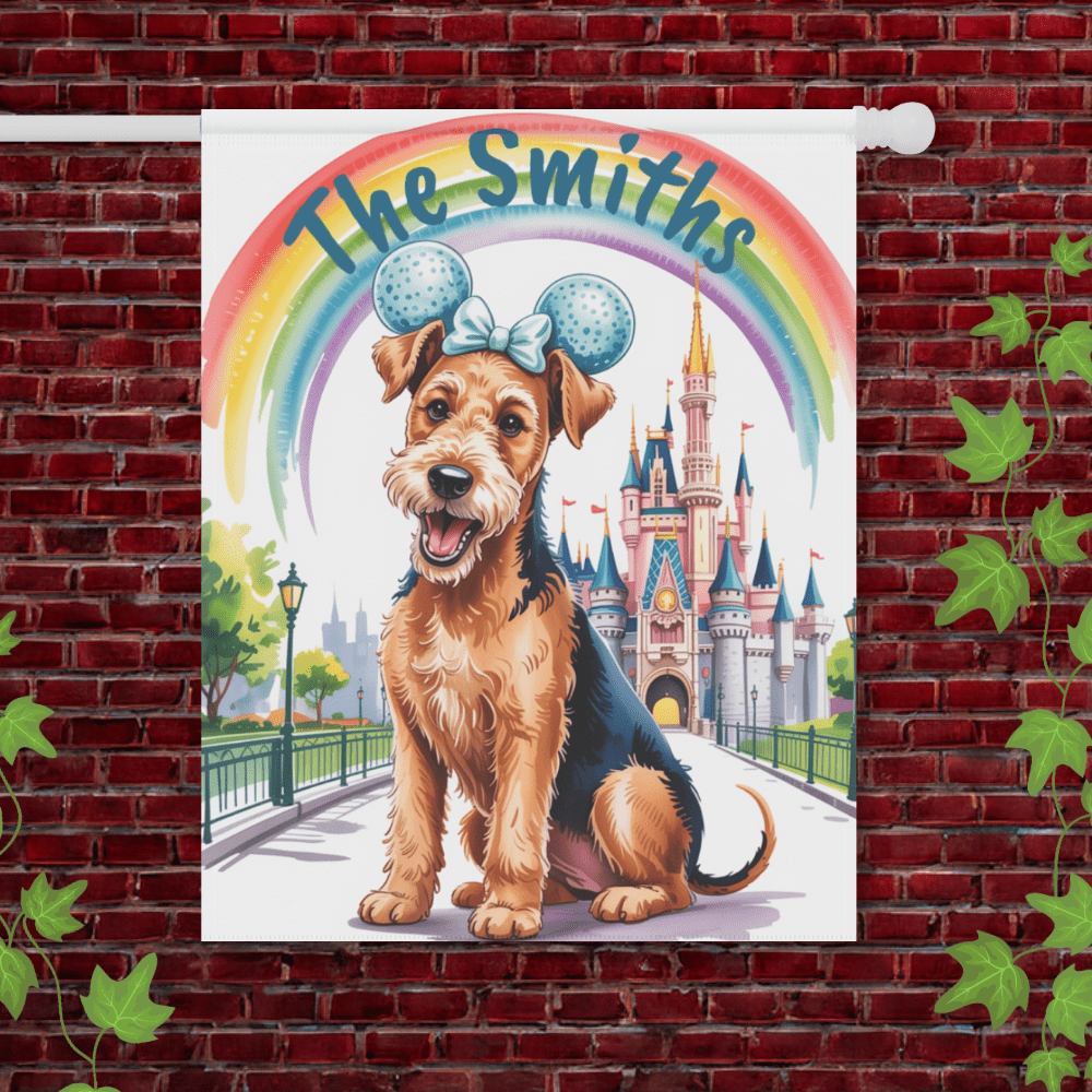 Printify Garden Flag 24.5'' × 32'' Airedale Terrier Magical Kingdom Garden Flag