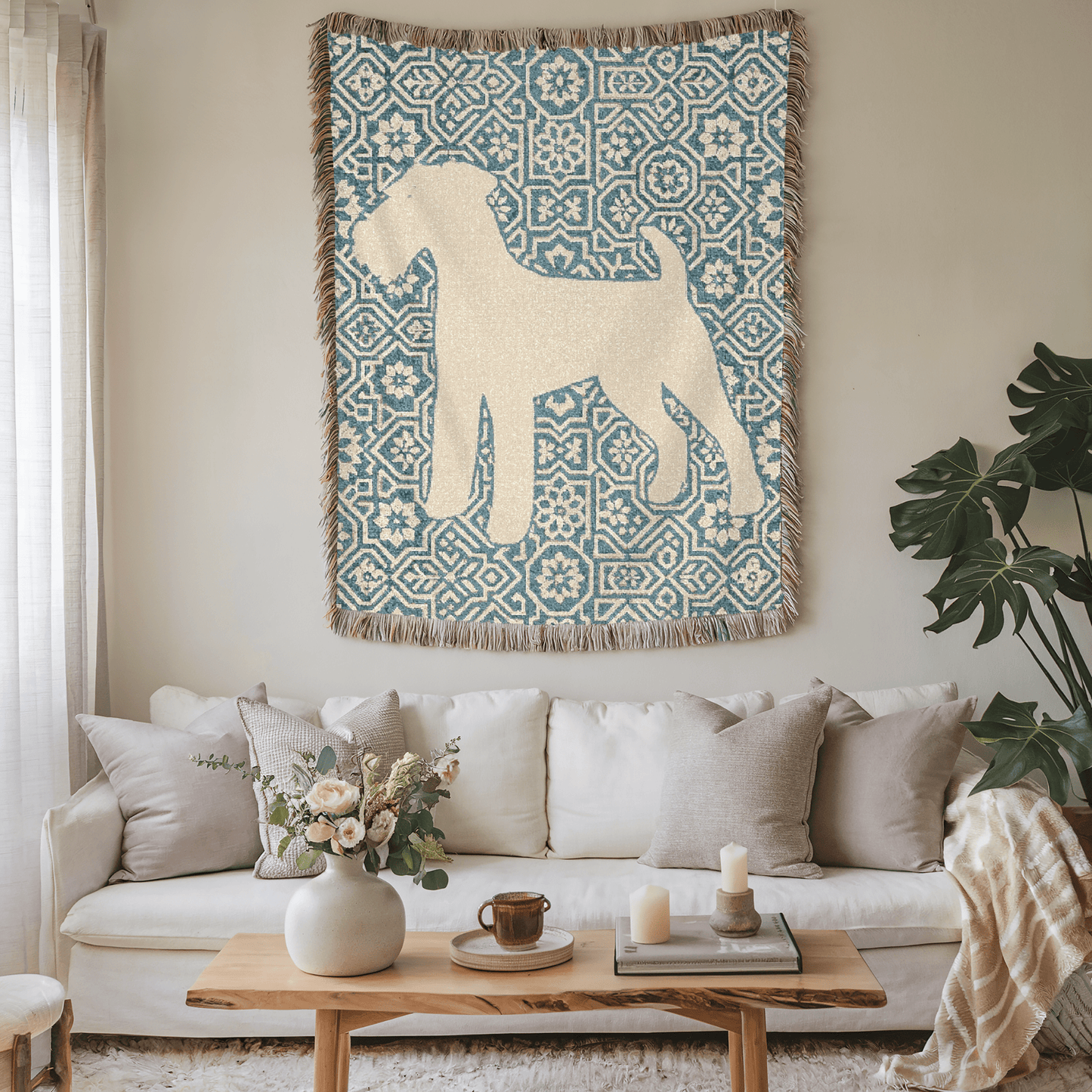 Printify Blanket Airedale Terrier Mosaic Tile Woven Blanket