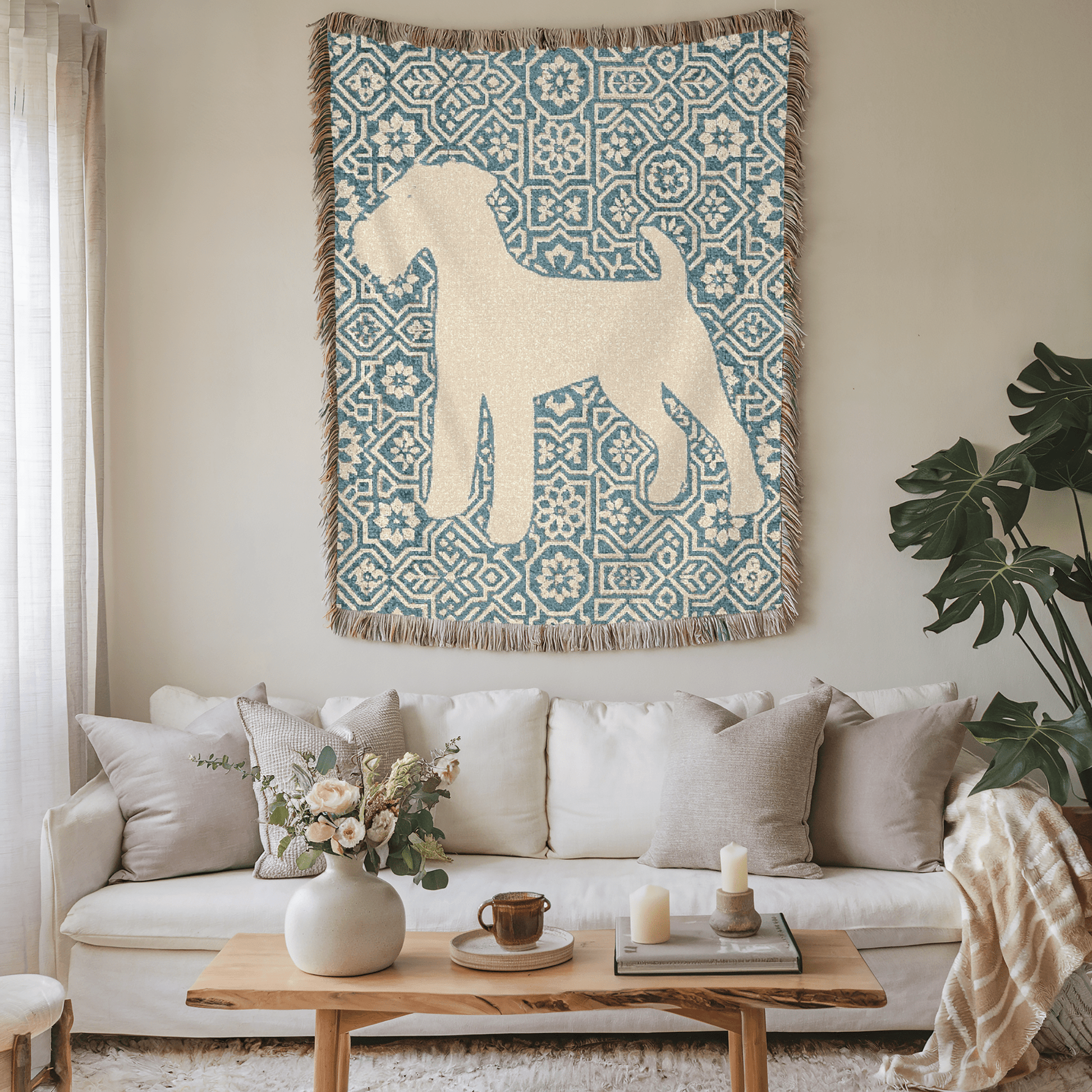 Printify Blanket Airedale Terrier Mosaic Tile Woven Blanket