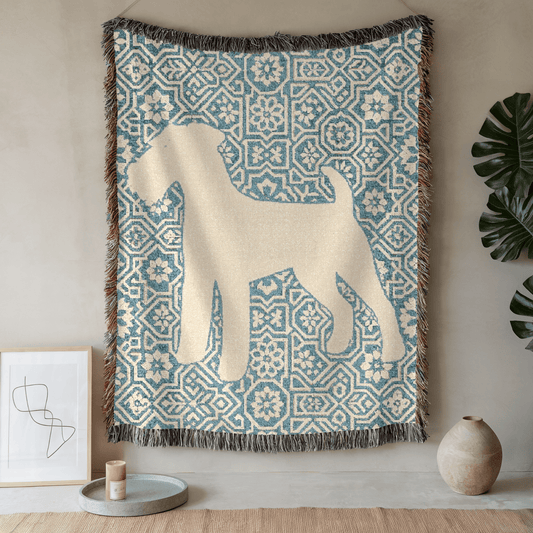 Printify Blanket 52'' × 37'' Airedale Terrier Mosaic Tile Woven Blanket