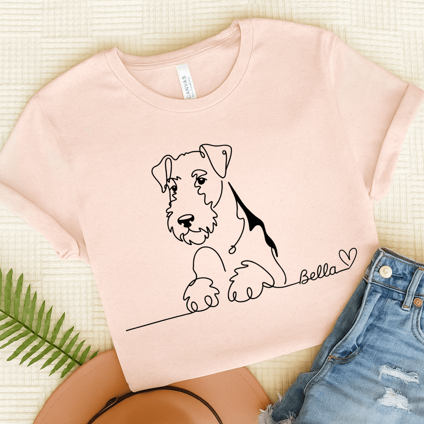 Airedale Terrier Name Single Line TShirt Soft Pink